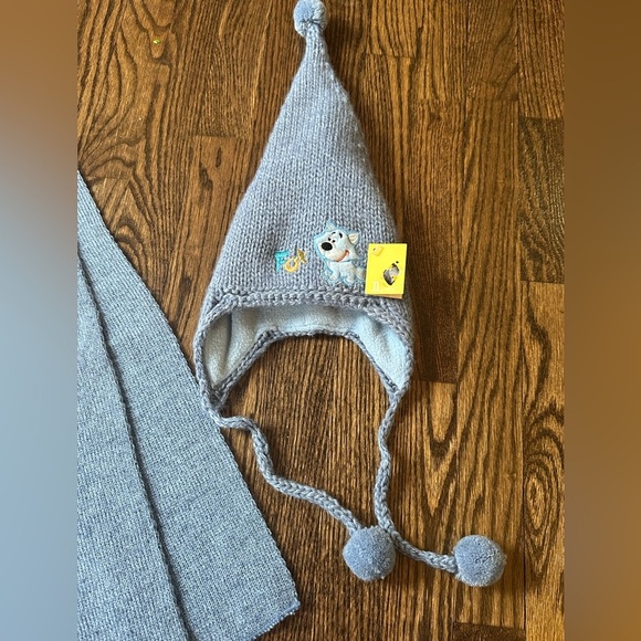 Baby Knit Wool Blend Fleece Lined Winter Hat & Scarf Set - Picture 3 of 5